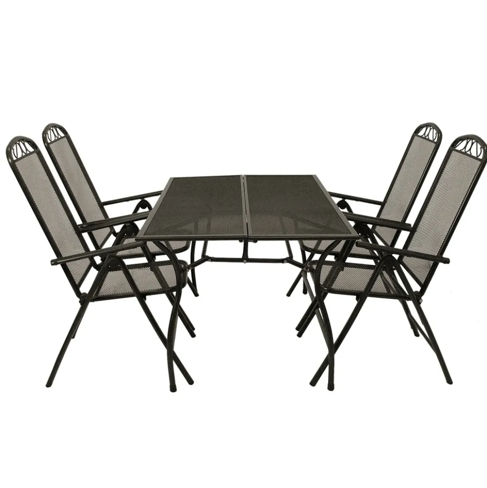 Gartensitzgruppe 5-teilig Streckmetall Anthrazit