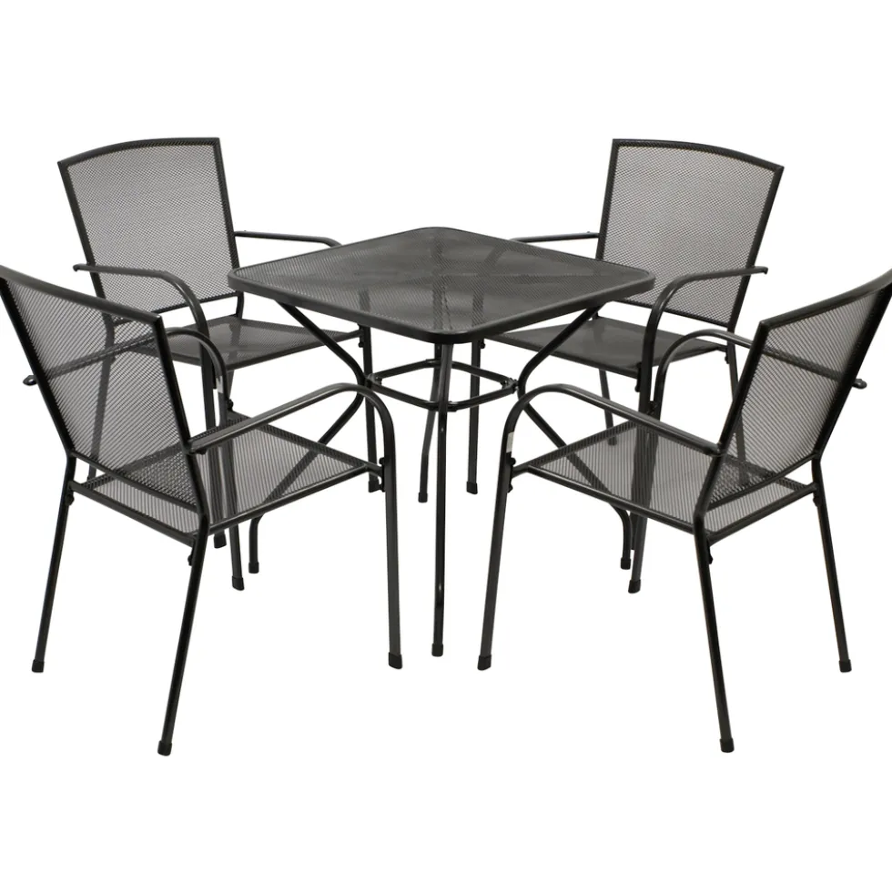 Gartensitzgruppe 5-teilig Streckmetall Anthrazit