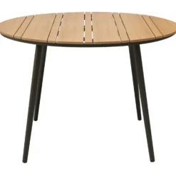 Gartentisch Ø110cm mit Nonwood-Tischplatte, teaklook
