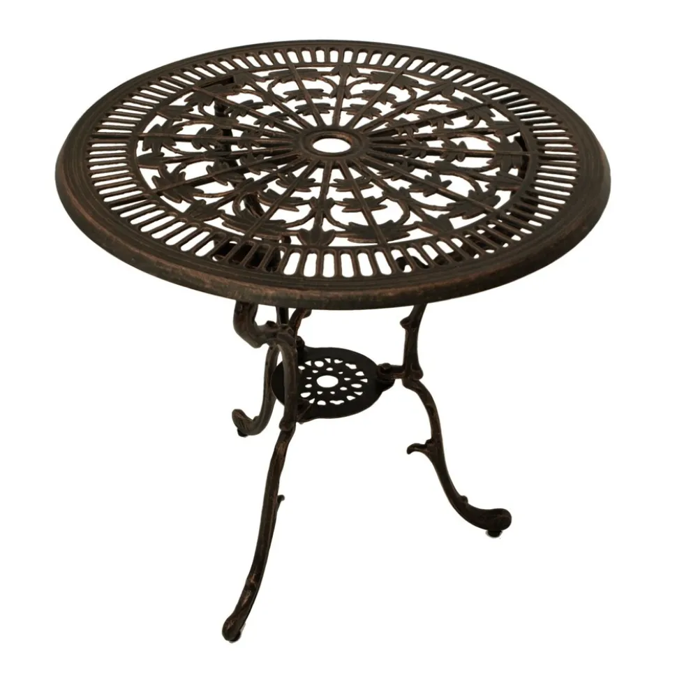 Gartentisch Jugendstil 70 x 70 cm, Aluguss in Bronze-antik