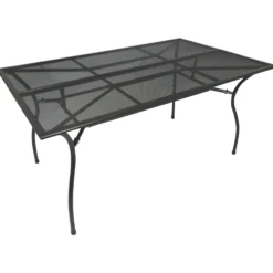 Gartentisch rechteckig, 150 x 90 x 73 cm, dunkelgrau, Streckmetall