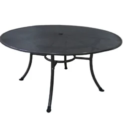 Gartentisch Rivo rund, 150 x 72 cm, Eisengrau, mit Schirmloch