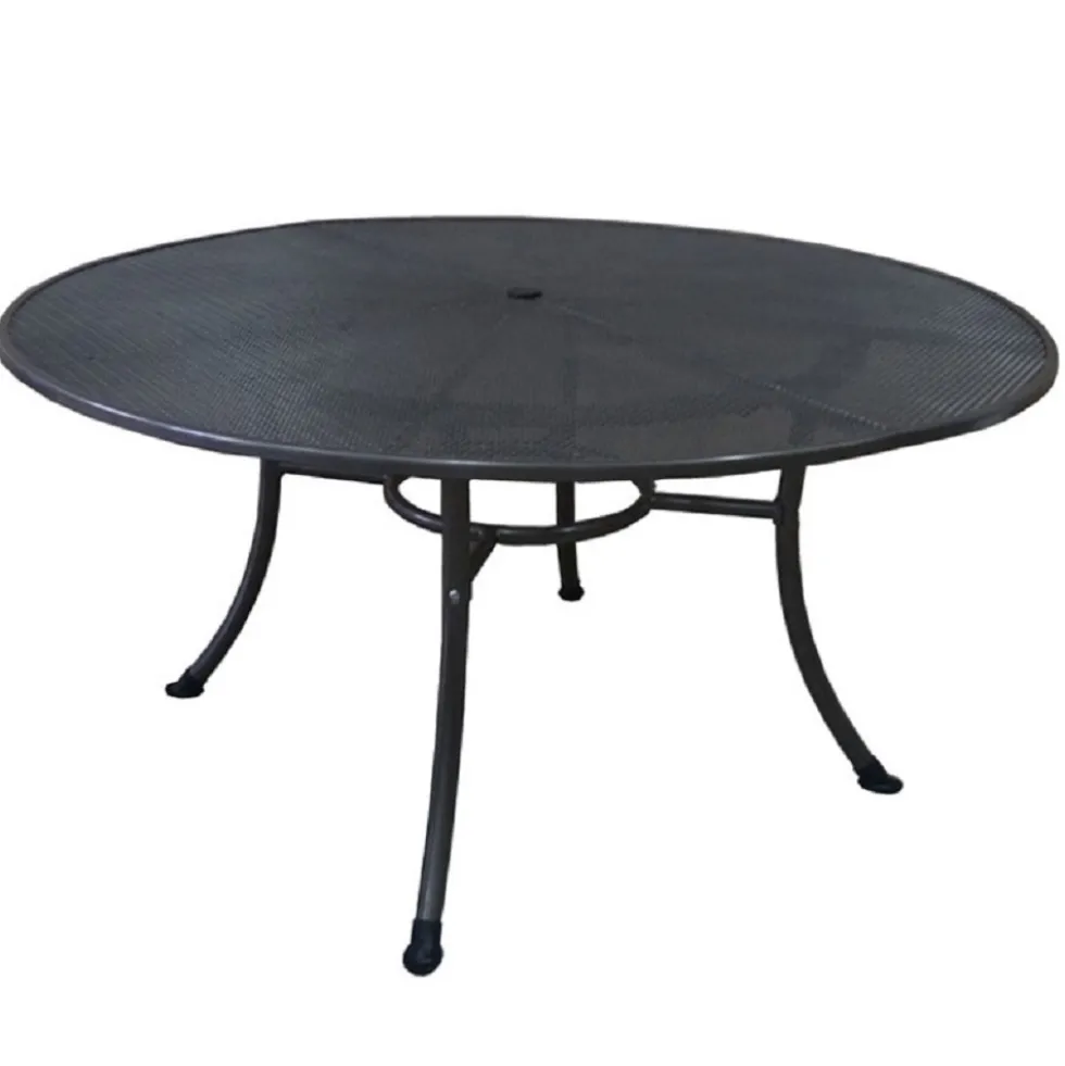 Gartentisch Rivo rund, 150 x 72 cm, Eisengrau, mit Schirmloch