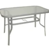 Gartentisch 70 x 120 x 73 cm, Stahl, Glasplatte, Silber
