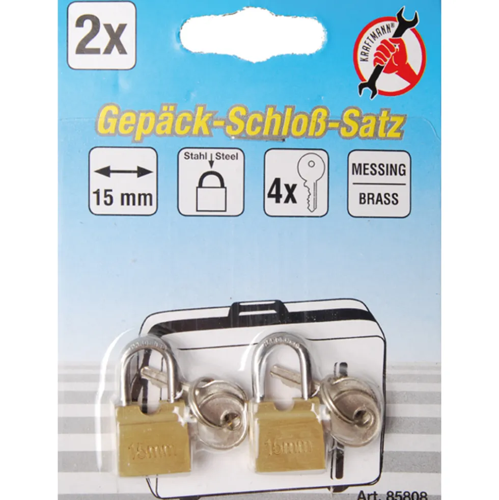 Gepäckschloß-Satz 15 mm 2tlg.