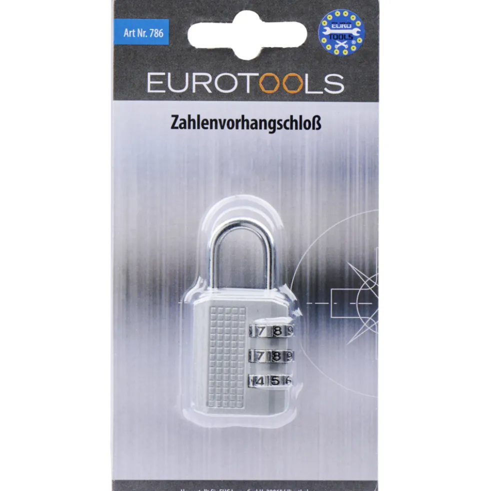 Gepäck Zahlenschloss 8 cm Zinklegierung silber