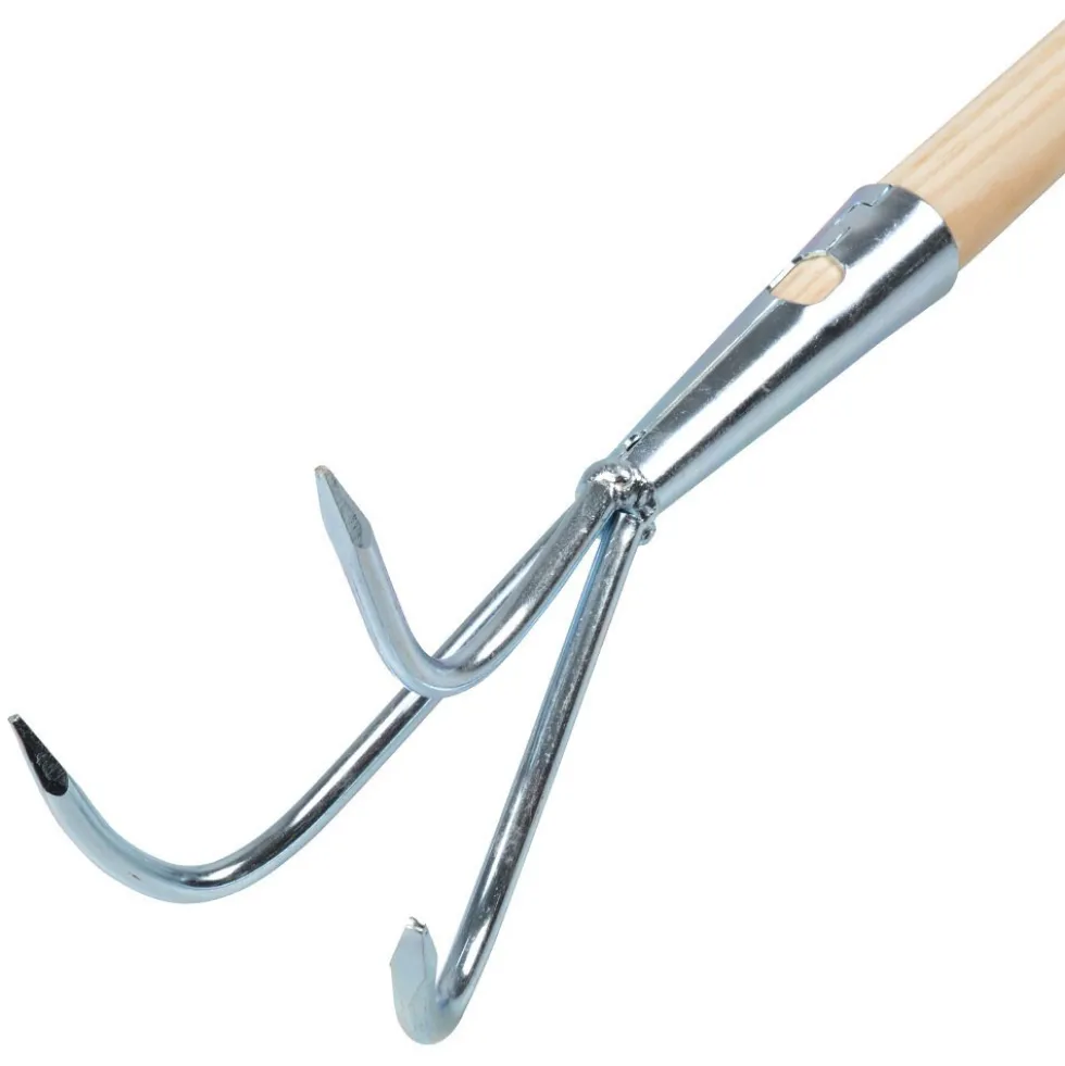 GERMANIA® Grubber mit Holzstiel, 3 Zinken, verzinkt, 157 cm