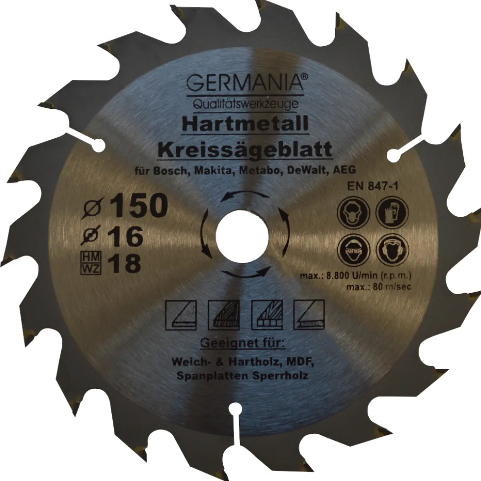 GERMANIA® HM-Kreissägeblatt für Holz Ø 150 mm mit 18 Zähne