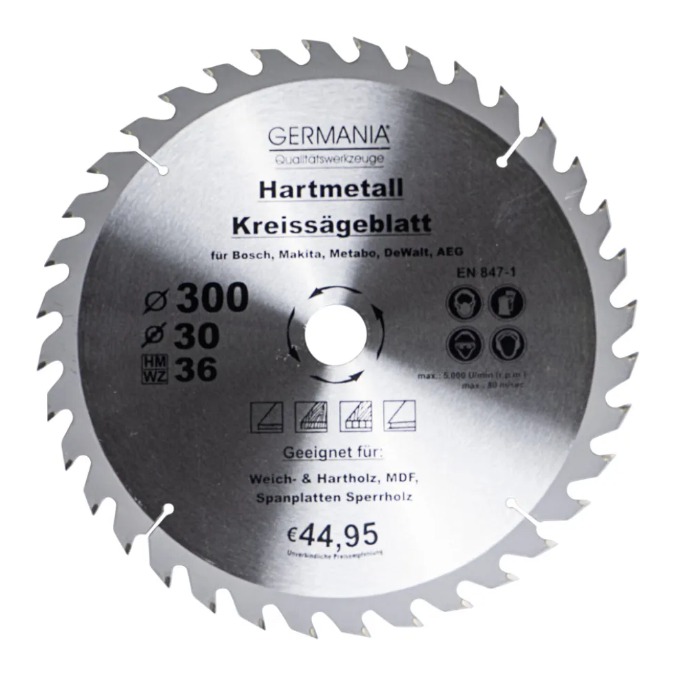 GERMANIA® HM Kreissägeblatt Ø 300mm, 36 Zähne für Holz
