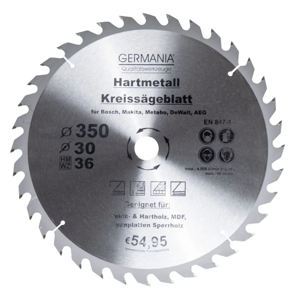 GERMANIA® HM Kreissägeblatt Ø 350mm, 36 Zähne für Holz
