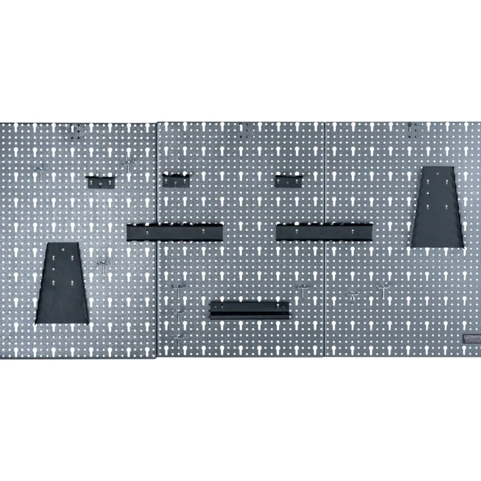 GERMANIA® Lochwand 3-teilig mit Hakensortiment aus Stahlblech