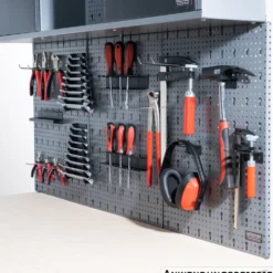 GERMANIA® Lochwand 3-teilig mit Hakensortiment aus Stahlblech