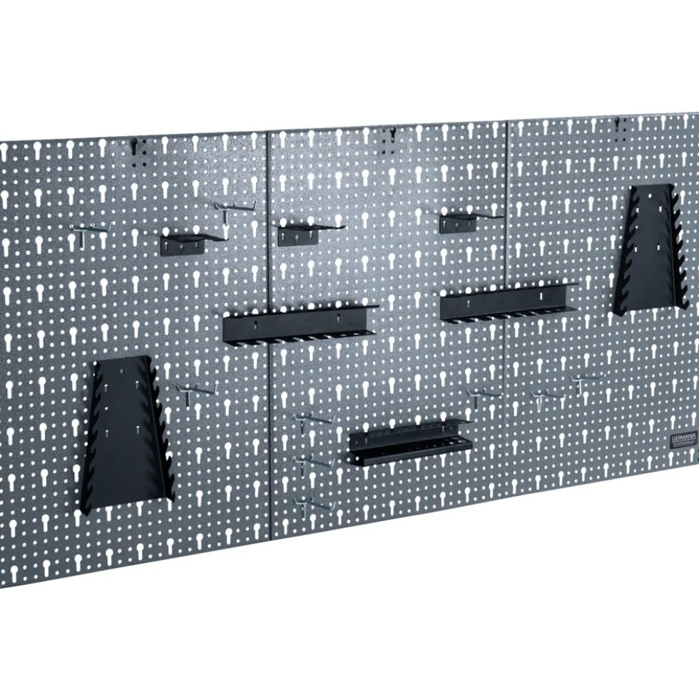 GERMANIA® Lochwand 3-teilig mit Hakensortiment aus Stahlblech