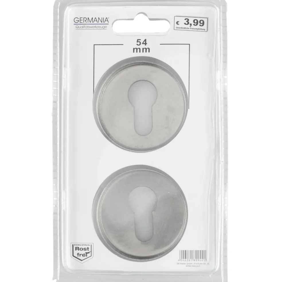 GERMANIA® Profilzylinder-Rosetten 54 mm, 2 Stück, aus Edelstahl