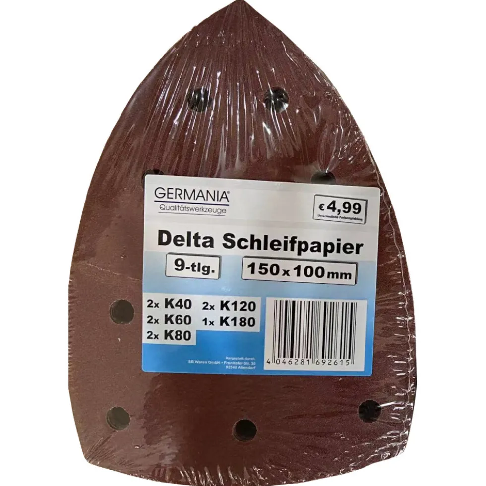 GERMANIA® Schleifpapier-Set Delta 9-teilig von K40-180
