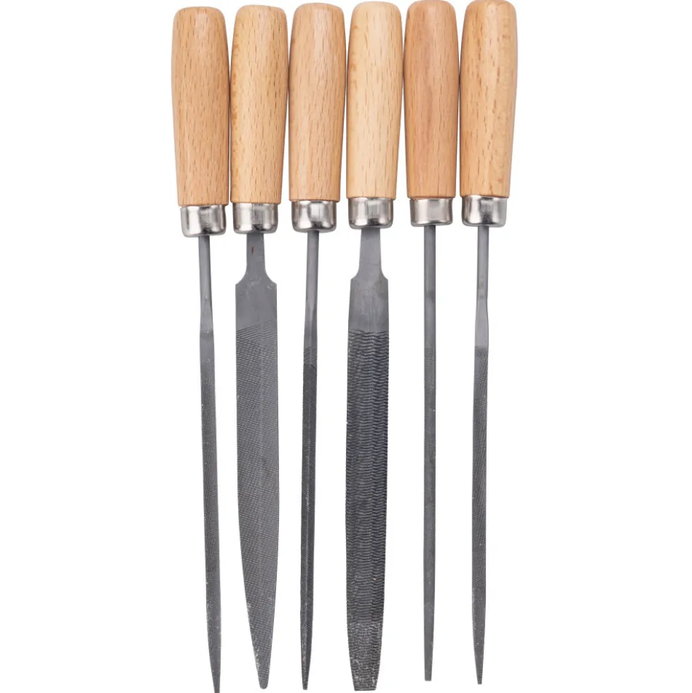 GERMANIA® Schlüsselfeilen Satz 6 -teilig 100 mm mit Holzheft