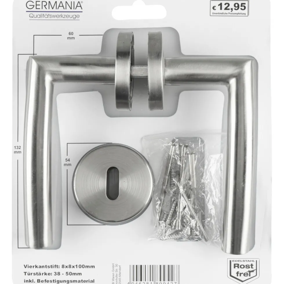 GERMANIA® Türgriffgarnitur Edelstahl gebogen