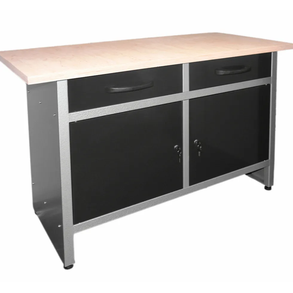 GERMANIA® Werkbank mit Metallgestell und Holz-Arbeitsplatte