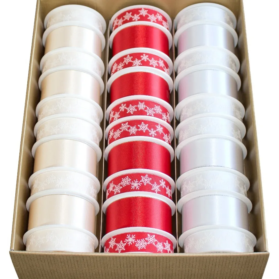 Geschenkband Merry X-Mas in verschiedenen Größen und Dekoren