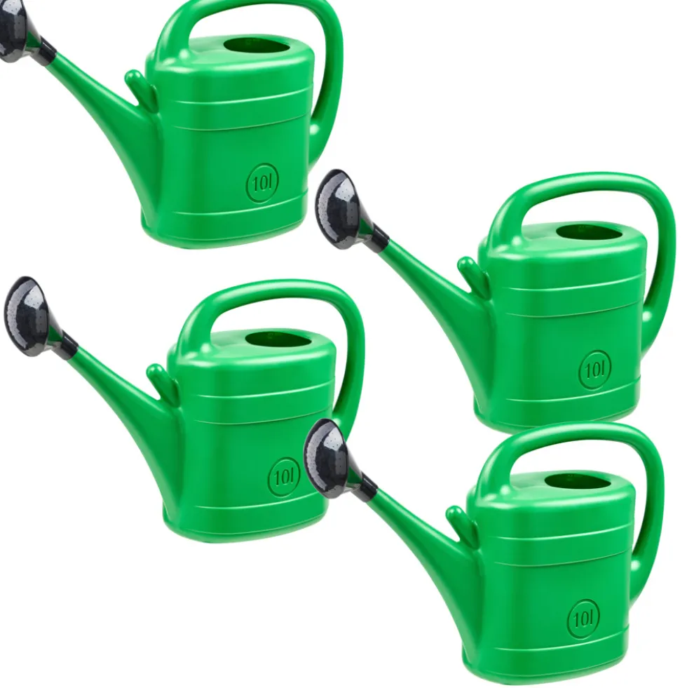 Gießkanne 10 Liter grün mit Brause 4er-Set - B-Ware