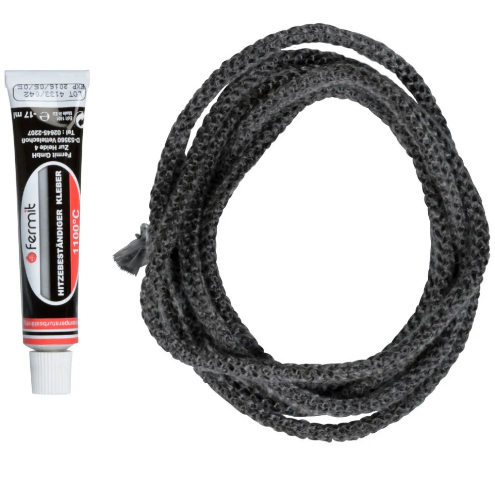 Glasfaser Dichtschnur Ø 10 mm x 2 m schwarz inklusive 17 ml Kleber