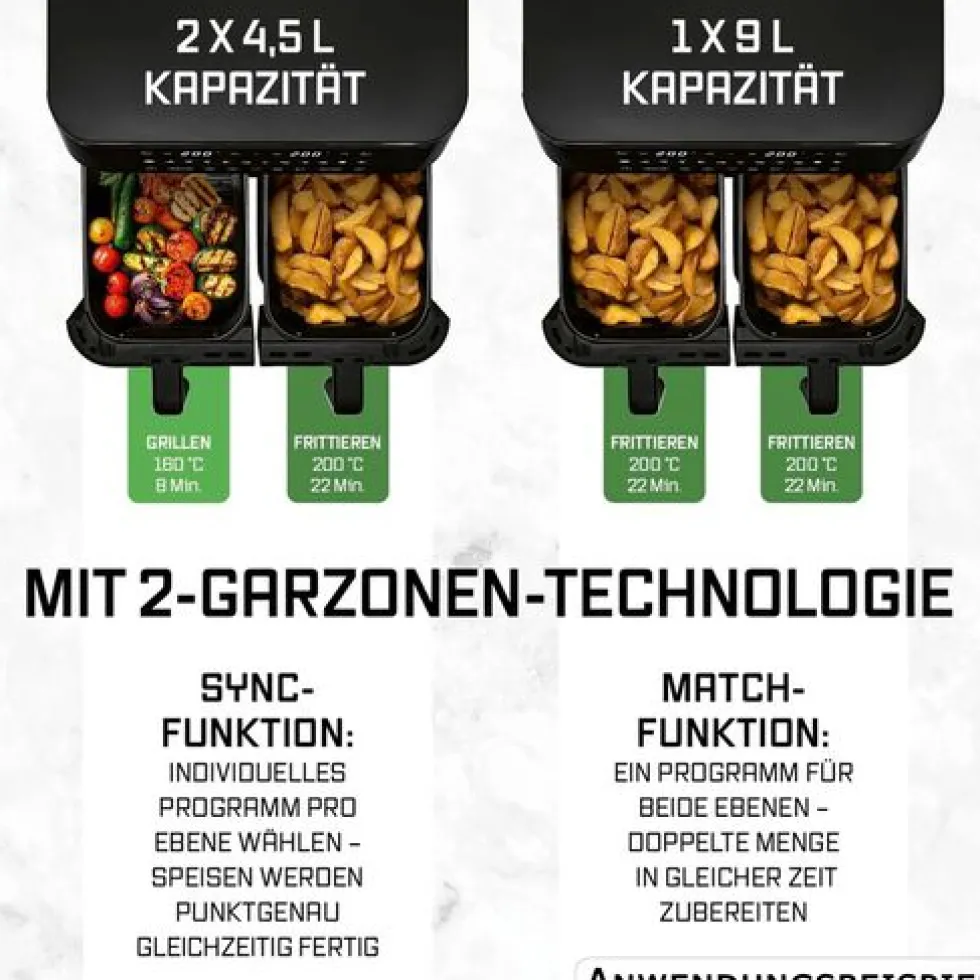 GOURMETmaxx Doppel-Heißluftfritteuse 3100 Watt