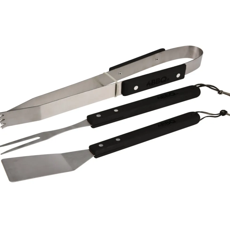 Grillbesteck-Set 3-teilig mit Holzgriff - B-Ware