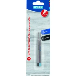 Großraumminen für Kugelschreiber, 2 Stück, blau, schwarz