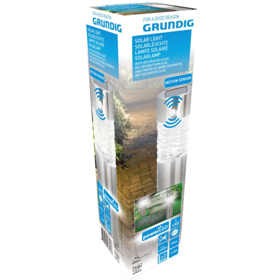 Grundig Solar-LED Leuchte 7,5 x 44,5 cm Bewegungsmelder