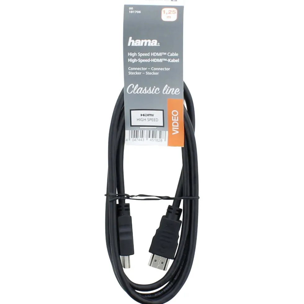 hama® High Speed HDMI™-Kabel, 1,25 m, mit Ethernet, grau