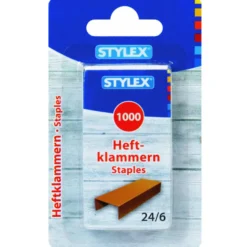 Heftklammern 1000 Stück Größe 24/6 aus Metall, verkupfert