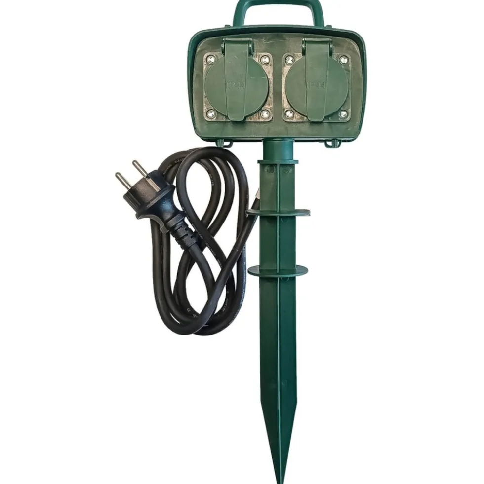 Heitech® Gartensteckdose 2-fach mit Erdspieß IP44