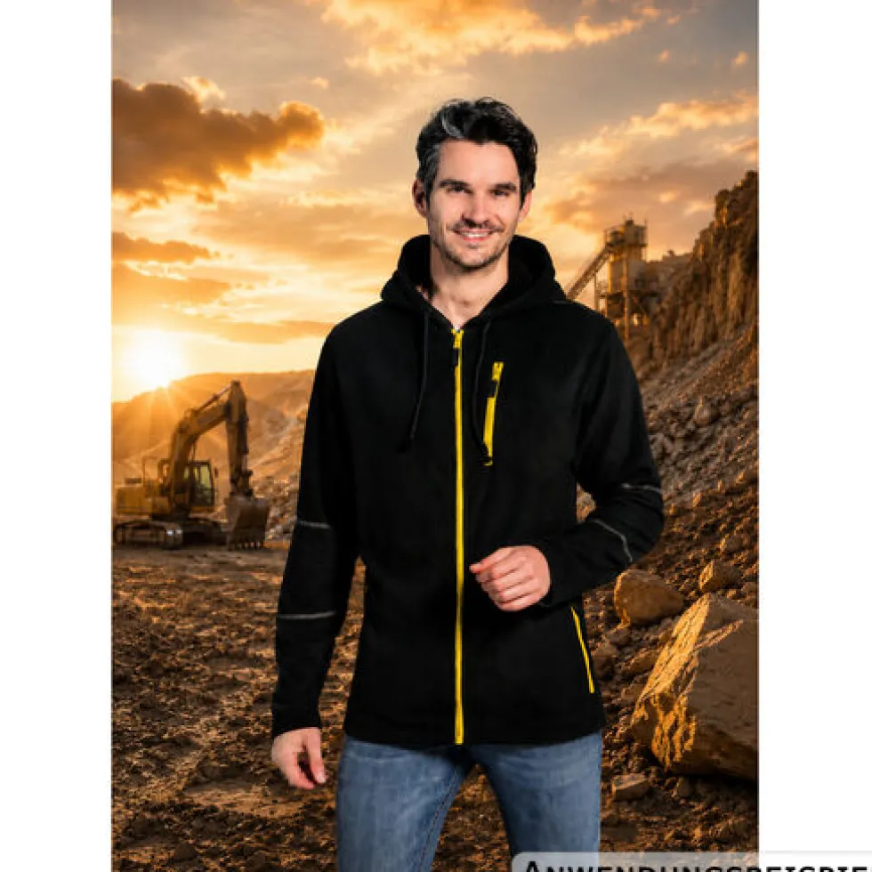 Herren-Arbeits-Fleecejacke mit Kapuze, sortiert