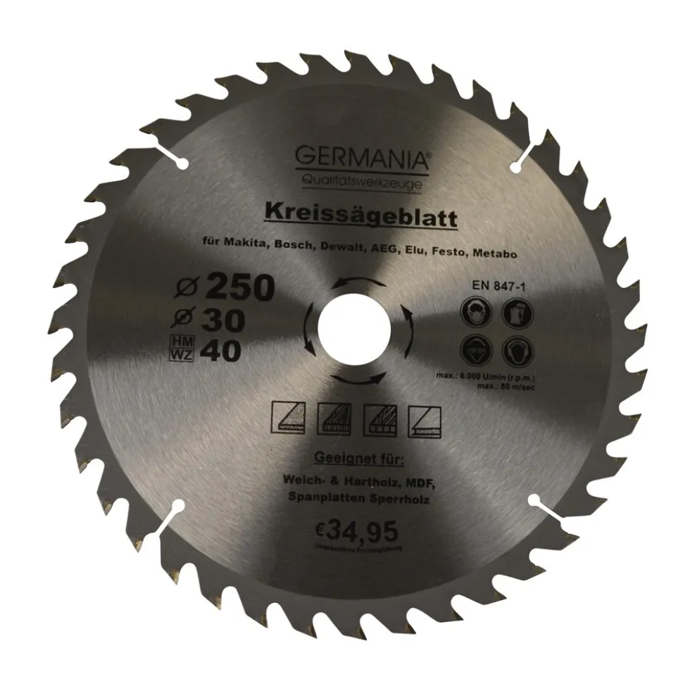 H.M. Holz-Sägeblatt Durchmesser Ø 250 mm mit 40 Zähne