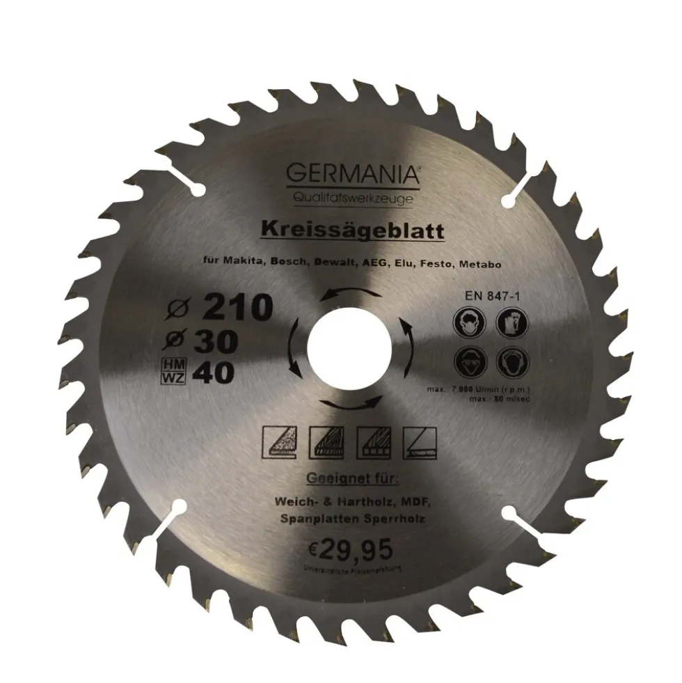 H.M Holz Sägeblatt Durchmesser Ø 210 mm und 40 Zähnen