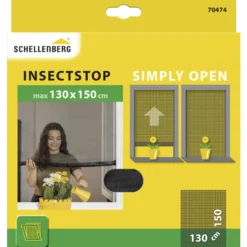 Insektenschutzgitter Simply Open anthrazit 130 x 150 cm Polyester