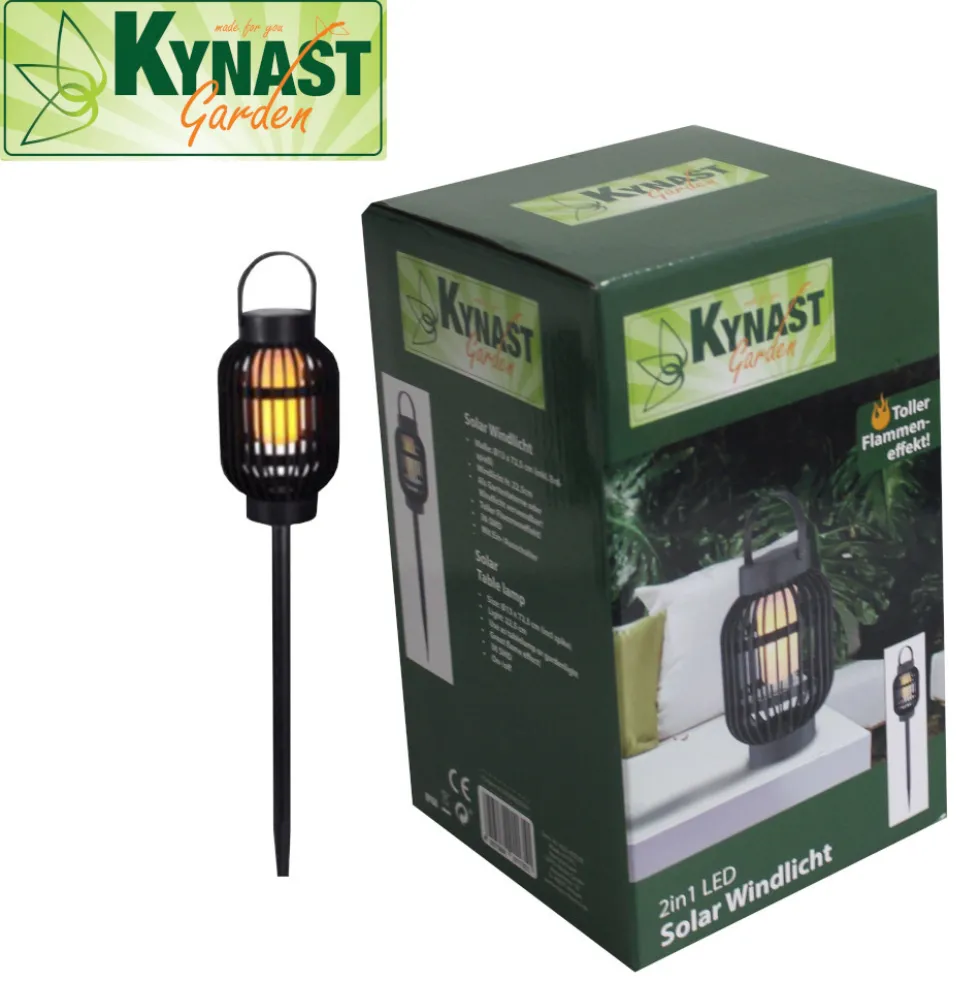 2in1 Solar Windlicht 13 x 72,5 x 22,5 cm aus Kunststoff in Schwarz
