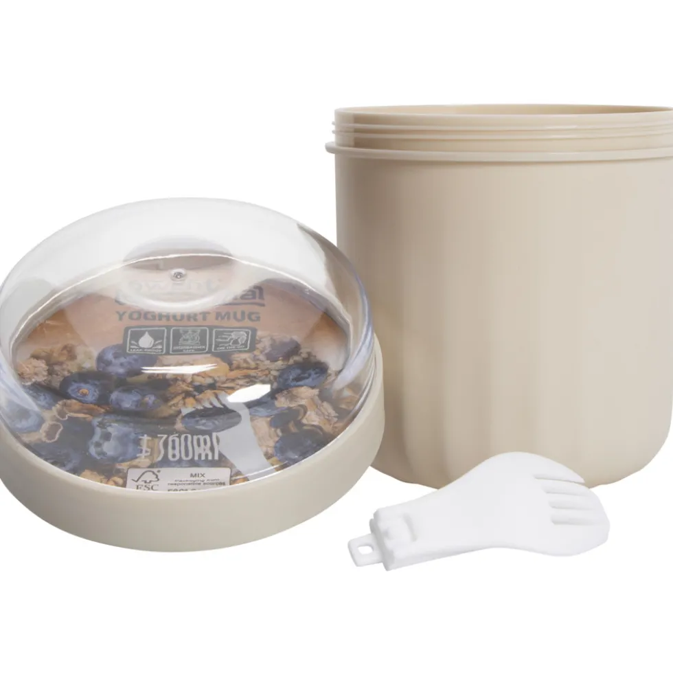 Joghurtbecher ca. 760 ml mit Gabel in Grau