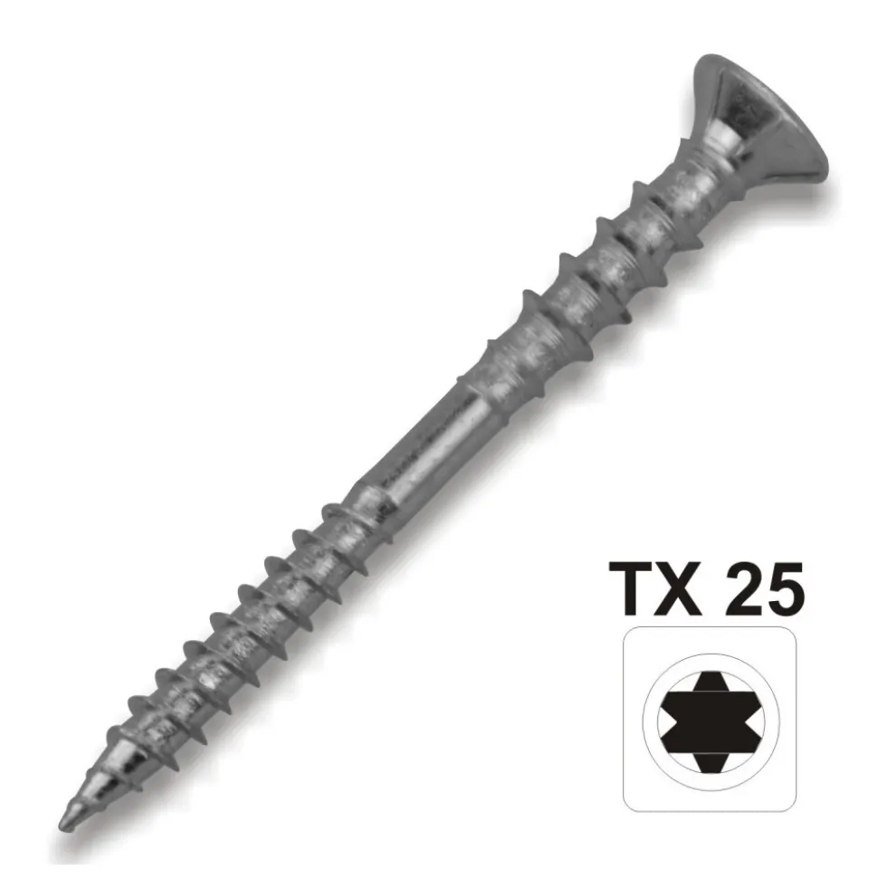 Justierschraube 6,0 x 60 mm TX Senkkopf aus Stahl verzinkt