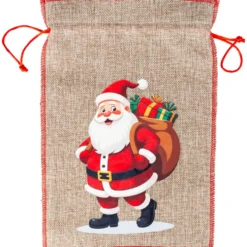 Jute-Geschenksack mit Zugkordel - 2 Motive sortiert 20x30cm