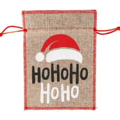Jute-Geschenksack mit Zugkordel - 2 Motive sortiert 15x21cm