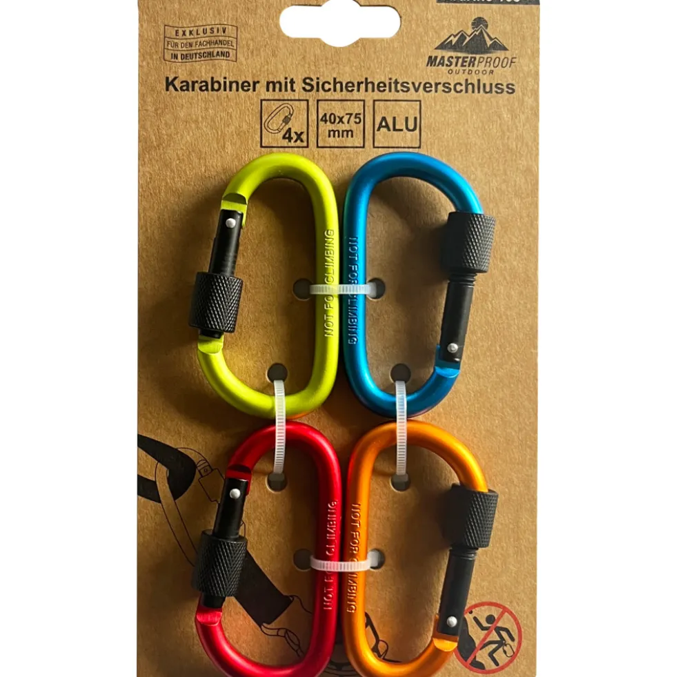 Karabiner mit Sicherheitsverschluss im 4er-Set in verschiedenen Farben