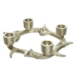 Kerzenhalter Geweih aus Aluminium in Silber - B-Ware
