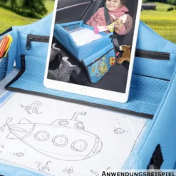 Kinder-Reisespieltisch fürs Auto blau/schwarz