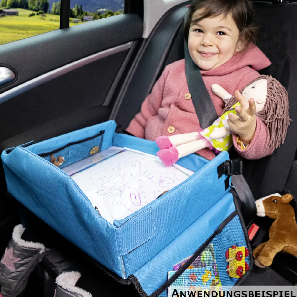 Kinder-Reisespieltisch fürs Auto blau/schwarz