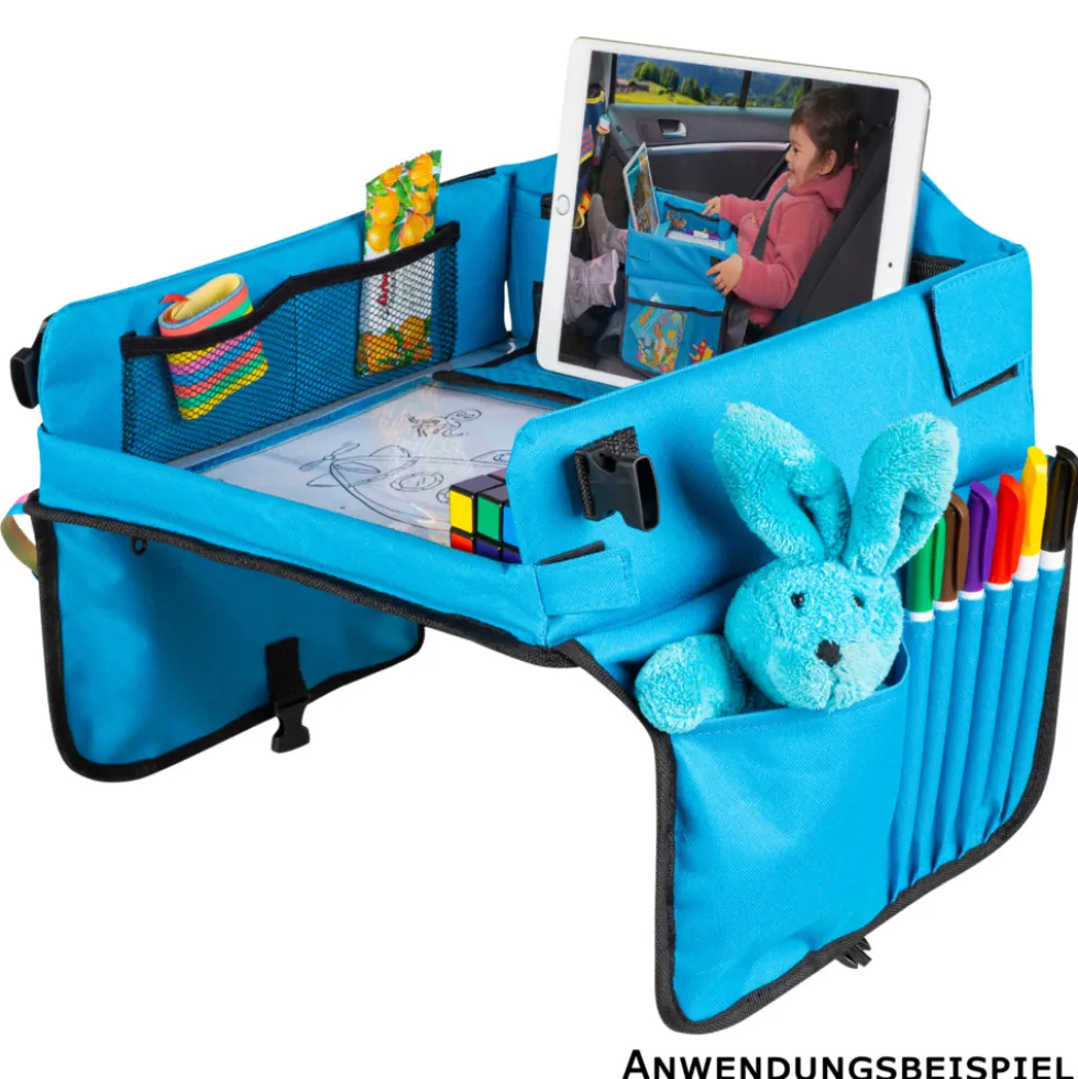 Kinder-Reisespieltisch fürs Auto blau/schwarz