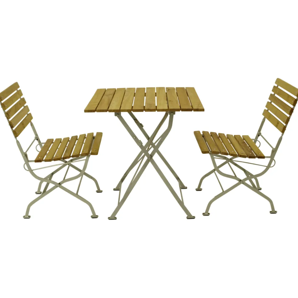 Klapp-Garnitur 3-teilig Flachstahl verzinkt + Robinie