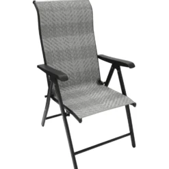 Klappsessel 2-er Set Stahl Schwarz und Polyrattan Grau