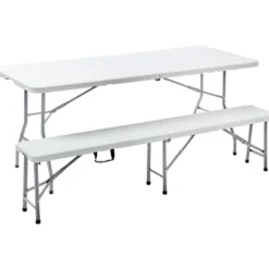Klappsitzbank 180x28x43,5 cm aus HDPE in Weiß