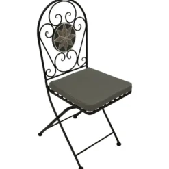 Klappstuhl 2-er Set aus Eisen mit Mosaik-Verzierung in Grau